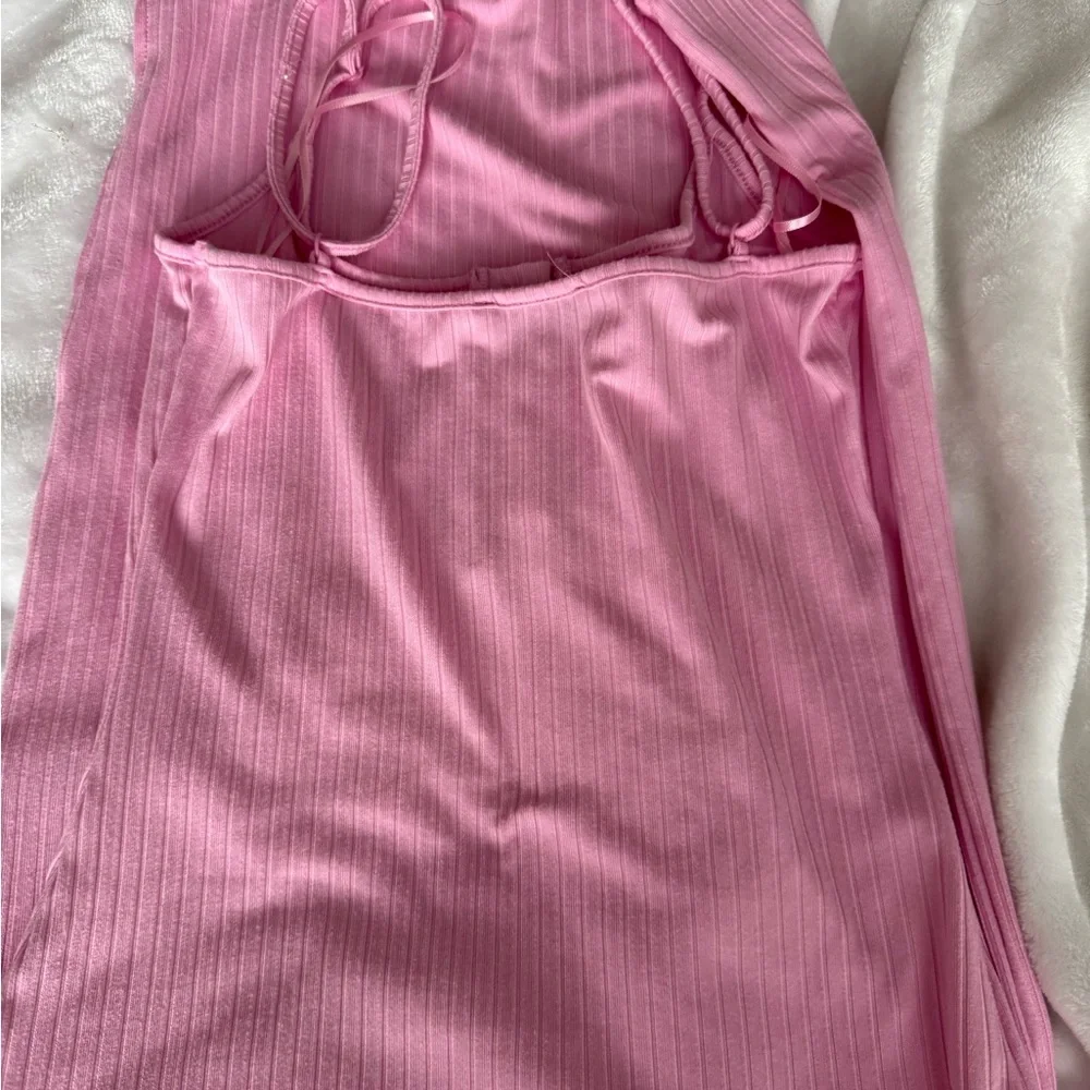 Pink Ribbed Bodycon Dress - Picture 7 of 7